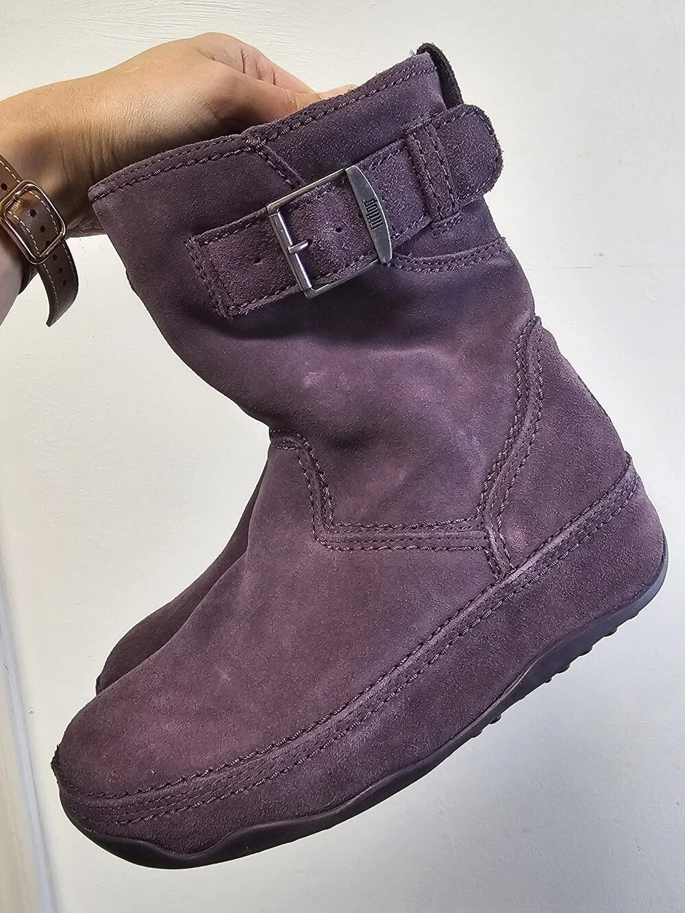 FitFlop Superboot Mid-Calf Suede Slouch Boots Purple Amethyst - Size 6